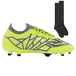 Chuteira de Campo Umbro Velocita Alchemist Premier + 1 Par de Meião - Adulto AMARELO/CINZA CLA