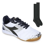 Chuteira Futsal Diadora Nazionale Elite + 1 Par De Meião - Adulto BRANCO