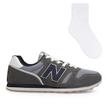 Tênis New Balance - Masculino 373V2 Casual + Meia Color Sports - Masculino CINZA/AZUL ESC