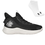 Tênis Under Armour Charged Curry 3Z7 + Par de Meia - Masculino PRETO/BRANCO