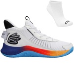 Tênis Under Armour Charged Curry 3Z7 + Par de Meia - Masculino BRANCO/PRETO