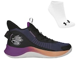 Tênis Under Armour Charged Curry 3Z7 + Par de Meia - Masculino CINZA/ROXO