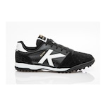 Chuteira Society Kelme Couro Elite Tf - Adulto PRETO/BRANCO