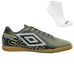 KIT CHUTEIRA FUTSAL UMBRO TECHNO + PAR DE MEIAS - ADULTO PRETO/VERDE