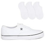 Tênis Rainha Mont Car IV + 3 Pares de Meia Color Sports - Unissex BRANCO/PRETO