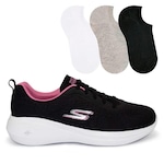 Tênis Skechers Go Run Fast-Glide + 3 Pares de Meias Color Sports - Feminino PRETO/ROSA