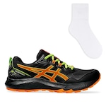 Tênis Asics Gel-Sonoma 7 - Masculino + Meia Color Sports - Masculina PRETO/LARANJA