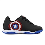 Chuteira Futsal Dray Marvel Original com Cadarço Infantil PRETO/AZUL