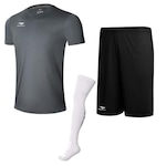 Camiseta Penalty X + Calção + Meião Penalty Matís Viii - Infantil PRETO/CINZA ESC