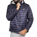 Jaqueta com Capuz Mizuno Puff M Masculina AZUL ESC/MARROM CLA