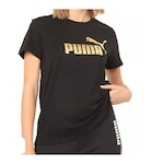 Camiseta Puma Essentials Metallic Logo - Masculina PRETO