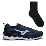 Tênis Mizuno Wave Way 3 - Masculino + Meia Color Sports AZUL ESC/PRETO