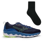 Tênis Mizuno Wave Way 3 - Masculino + Meia Color Sports AZUL ESC/AZUL