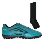 Chuteira Society Umbro Glaze + Meião Color Sports Pt - Adulto AZUL CLARO