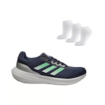 Kit Tênis adidas Runfalcon 3.0 com 3 Pares - Feminino Azul/Verde