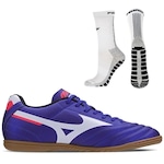 Chuteira Futsal Mizuno Morelia Club + Meia Antiderrapante - Adulto AZUL/BRANCO