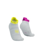 Meia de Compressão para Corrida Cano Curto Compressport Run Low V4 - Unissex AMARELO/ROSA