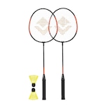 Kit Badminton Vollo Completo 2 Raquetes e 2 Petecas LARANJA/PRETO