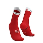 Meia de Compressão Para Corrida V4 Cano Médio Compressport - Unissex VERMELHO/BRANCO