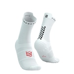 Meia de Compressão Para Corrida V4 Cano Médio Compressport - Unissex BRANCO/PRETO