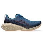 Tênis ASICS Novablast 4 - Masculino Azul/Laranja Esc