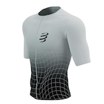 Camisa de Triathlon Compressport Postural Aero Ss Top - Unissex BRANCO/PRETO