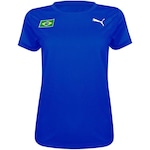 Camiseta Puma Brasil Training Ss Tee Feminina AZUL/BRANCO