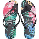 Chinelo Havaianas Slim Floral Tropical - Feminino PRETO