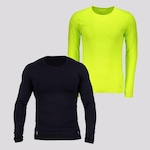 Kit de Camisetas Térmica Lupo Manga Longa - Masculina - 2 unidades PRETO