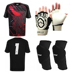 Kit de Goleiro Poker: Camisa + Luvas + Joelheira - Adulto VERMELHO