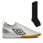 Chuteira Futsal Umbro Adamant Club - Adulto + Meião Color Sports de Futebol BRANCO/PRATA