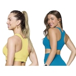 Kit Top Fitness Canelado Selene sem Costura - 2 Unidades - Feminino AMARELO/AZUL