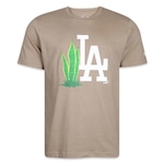 Camiseta New Era Los Angeles Dodgers Rooted Nature - Masculina MARROM CLARO