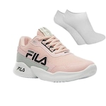 Kit Tênis Fila Split Infantil + Par De Meia ROSA/CINZA