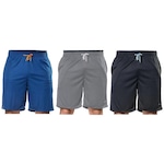 Kit Bermudas Elite Comfort Plus Size - 3 Unidades - Masculina AZUL ESC/CINZA