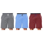 Kit Bermudas Elite Comfort - 3 Unidades - Masculina VERMELHO/CINZA