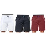 Kit Bermudas Elite Comfort - 3 Unidades - Masculina PRETO/VERMELHO