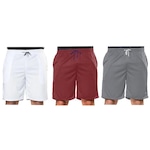 Kit Bermudas Elite Comfort - 3 Unidades - Masculina VERMELHO/BRANCO