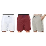 Kit Bermudas Elite Comfort - 3 Unidades - Masculina BRANCO/VERMELHO