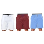 Kit Bermudas Elite Comfort - 3 Unidades - Masculina BRANCO/AZUL