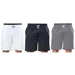 Kit Bermudas Elite Comfort - 3 Unidades - Masculina PRETO/BRANCO