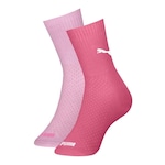 Kit Meias Puma Esportiva - 3 Pares - Feminina Rosa Esc/Rosa