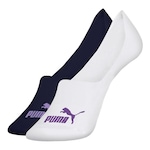 Kit Meias Puma Sapatilha Invisível - 2 Pares - Feminina BRANCO/AZUL ESC