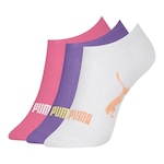 Kit Meias Puma Sapatilha Esportiva - 3 Pares - Feminina ROSA/BRANCO