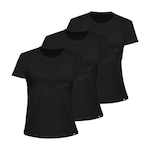 Kit 3 Camisetas Muvin Algodão Sportswear - Feminino PRETO