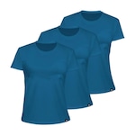 Kit 3 Camisetas Muvin Algodão Sportswear - Feminino AZUL