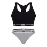 Kit Top Puma Nadador + Calcinha Biquíni - Feminino PRETO/CINZA