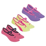 Kit Meias Puma Sapatilha Pilates Antiderrapante - 3 Pares - Feminina ROSA/ROXO