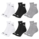 Kit Meia Cano Médio Puma Esportiva - 6 Pares - Masculino CINZA/BRANCO