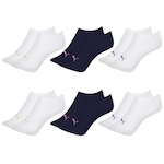 Kit Meia Sapatilha Puma Esportiva - 6 Pares - Feminino BRANCO/AZUL ESC